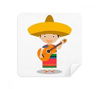 Hat Guitar Mexico Cartoon Glasses Cleaning Cloth Phone Screen Cleaner Suede Fabric 2pcs