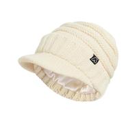 Hat Hut Beanie Hats for Women Men Satin Lined Winter Hats for Women Slouchy Beanies Satin Lined Beanie with Brim Visor (Beige)