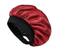 HAT HUT Satin Bonnet Silk Bonnet Sleep Cap for Women Hair Bonnet for Curly Hair Sleeping Adjustable Wide Band Double Layer (BURGUNDY)