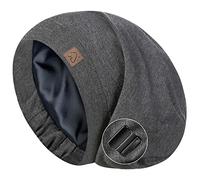 Hat Hut Silk Satin Sleep Cap Bonnet Hair Cover for Sleeping Silk Lined Beanie Hat for Natural Curly Hair Adjustable Night Cap (Dark Grey 1)