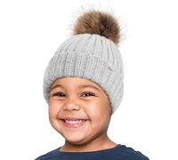 Hat Hut Toddler Beanie Satin Lined Beanie for Baby Winter Hats with Pom Pom for Kids Bobble Hat for Boys Girls (A4-Light Grey Heather)