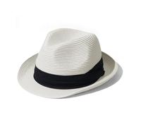 Hat Hut Ultra-Light Straw Fedora Sun Hat, Short Brim Beach Hat, Summer Panama Fedora for Men Women, UPF 50+ (UK, Alpha, L, Ivory)