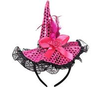 Hat Masquerade Sequin Witch Headband for Dance Show, Halloween, Small Dog Jacket (Hot Pink, One Size)