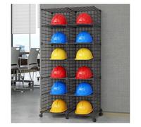 Hat Organizer Stand,Adjustable Helmet Organizer Stand, 6-Tier Rolling Hard Hat Storage Rack with Dividers & 360° Wheels, Heavy-Duty Helmet Shelf for Fire Centers & Power Plants (Black, 12 G