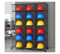 Hat Organizer Stand,Adjustable Helmet Organizer Stand, 6-Tier Rolling Storage Rack with 360° Wheels, Hard Hat Shelf for Fire Stations & Power Plants - 18 Grid Design (Black, 3.3-6.3 FT)
