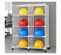 Hat Organizer Stand,Adjustable Helmet Organizer Stand, Rolling Hard Hat Storage Rack with 4 Tiers & 360° Wheels, Helmet Shelf for Fire Departments & Power Plants, 3.3-6.3 FT, White, 8 Grid