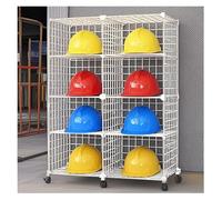 Hat Organizer Stand,Mobile Safety Helmet Storage Box - Large White Hard Hat Rack with 4 Lockable Wheels & Adjustable Dividers, Fits 15-75 Helmets, 8 Grids, 360° Rotating Design, Durable Org