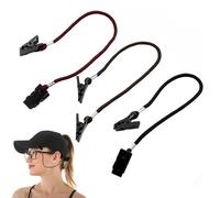 Hat Retainer Clip, 3Pcs Hat Windy Clips Adjustable Cap Retainer Clip for Boating Climbing Fishing Hunting Hiking Camping Running Black