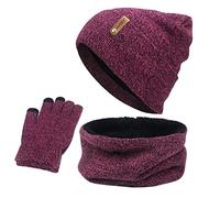 Hat Scarf and Glove Set Unisex Winter Beanie for Men 4 Packs Women 5 PCS Fleece Lined Thermal Knitted Warm Hot Pink