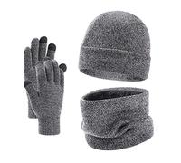 Hat Scarf and Gloves Set Mens, Winter Gloves for Men, 3pcs Winter Beanie Hat Scarf Touch Screen Gloves Soft Fleece Thermal Winter Warm Knitted Hat Neck Warmer and Touchscreen Gloves Outdoor Sports