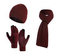 Hat Scarf and Gloves Set, Winter Gloves for Men, 3pcs Beanie Hat Long Scarf Thermal Gloves Winter Soft Fleece Thermal Winter Warm Knitted Hat Neck Warmer and Touchscreen Gloves Stretchy Elastic
