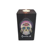 Hat Shark Remember Me Celebration Candle for Day of The Dead - Dia De Los Muertos - Printed in Full Color 6 Inches Tall (Green and Blue)