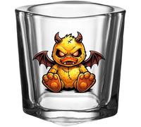 Hat Shark Scary Punk Horror Stuffed Animal Art 1.5 oz Shot Glass, Clear Bar Glass Barware, 100% Dishwasher Safe (1, Vampire Demon Rubber Duck)