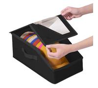 Hat Storage Box, Clear Window Organizer, Two Piece Large Capacity Dustproof Fabric Case, Stackable Closet Container with Reinforced Handles for Baseball Caps Sun Hats Beanies in Living Room Dorm Setup