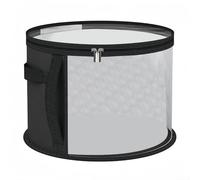 Hat Storage Bucket with Reinforced Handle and Front Viewing Window for Keeping Hats Upright Clean and Easily Accessible in Any Setting (Black)
