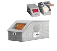 Hat Storage - Hat Organizer | Baseball Cap , Holds Up To 24 Stacking Shells With Clear Window Bin, Bucket Box