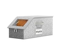 Hat Storage - Stackable Hat Box With Clear Window | Display Bin For Bedroom Travel Cowboy Beanie Baseball | Holds Up To 24 Caps Hiğh qûality Oxford Cloth Material 17x8.7x6.7 Inches 465g Sturdy Cardboa