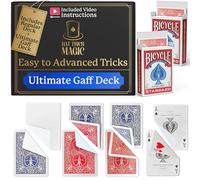 Hat Trick Magic Bicycle Rider Back Gaff Playing Card Decks (Ultimate Mixed Gaff Deck with Red Standard Deck)