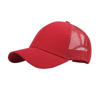 Hat Unisex Baseball Cap Solid Outdoor Mesh Cap Sun Back Colour Baseball Caps Peaked Caps Lamps (Red, One Size)