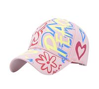 Hat Visor Camera Men and Women Casual Regular Youth Retro Letters Peace Love Colorful High Street Cap Baseball Cap Rip It Visor (Pink, One Size)
