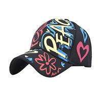 Hat Visor Camera Men and Women Casual Regular Youth Retro Letters Peace Love Colorful High Street Cap Baseball Cap Rip It Visor (Black, One Size)