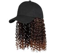 Hat Wig 16 Inch Baseball Cap Wig Curly Hair Adjustable Hat with Hair Attached Synthetic Tresses Wavy Extensions Hairpiece Brown