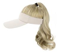 Hat Wig for Women Curly Ponytail White Baseball Cap Hat with Hair Adjustable 18 In Hair Extensions Synthetic Wig Sun with (Light Brown).