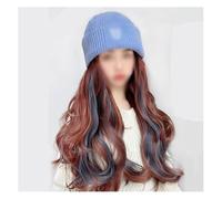 Hat Wig Knitted Hat Wig Hat, Wavy Curly Wig Hat, Natural Realistic Wig Hat, Women's Long Hair Wig Hat, Suitable For Outdoor Leisure Wig Cap(01)