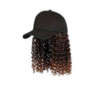 Hat Wig Short Wave Baseball Cap Wigs with Curly Hair Extensions Synthetic Wave Adjustable Baseball Hat Wigs for Women (Short Curly-Light Brown)