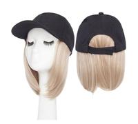 Hat Wig Synthetic 6inch Baseball Wig Black Hat Wigs Cap With Hair Bob Hair Baseball Cap Adjustable(16P613)