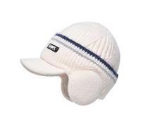 Hat Winter Men Fleece Lined Cuff Knit Hats with Visor Warm Earflaps Ski Cap Winter Hats Men Ear (Beige, One Size)