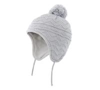 Hat with Ear Flaps Boys Girls Winter Cap Fleece Lined Knitted Kids Hat with Earflap Hats With Pom-Pom(Grey,S 3M-12M)