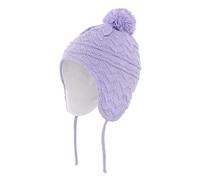 Hat with Ear Flaps Boys Girls Winter Cap Fleece Lined Knitted Kids Hat with Earflap Hats With Pom-Pom(Light Purple,L 3T-6T)