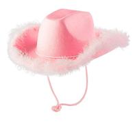 Hat with Feather Fluffy Feather Brim Adult Size Cowboy Hat with Feathers for Costume Party Play Dress Up Outfits for Women Red Beret (Pink, One Size)