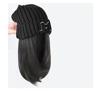 Hat with Hair Attached Beanie Hat Synthetic Short Wig With Hair Extension Color Black Brown Wigs For Women