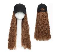 Hat with Hair Attached Cap Straight Baseball Wig Bob Curly Adjustable Hat With Hair Synthetic Natural Wavy Wigs