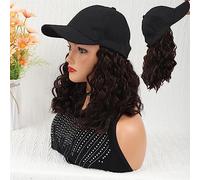 Hat with Hair Attached Long Wavy Synthetic Hat Wig Baseball Cap with Hair Extensions Bone Light Blonde Connect Adjustable for Women