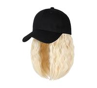 Hat with Hair Attached Short Wig Curly Synthetic Baseball Cap Hair Natural Black Hat Wigs Naturally Adjustable