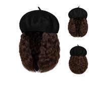 Hat with Hair Attached Short Wig Curly Synthetic Baseball Cap Hair Natural Black Hat Wigs Naturally Adjustable