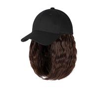 Hat with Hair Attached Short Wig Curly Synthetic Baseball Cap Hair Natural Black Hat Wigs Naturally Adjustable