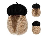 Hat with Hair Attached Short Wig Curly Synthetic Baseball Cap Hair Natural Black Hat Wigs Naturally Adjustable