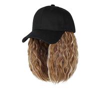 Hat with Hair Attached Short Wig Curly Synthetic Baseball Cap Hair Natural Black Hat Wigs Naturally Adjustable