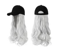Hat with Hair Attached Synthetic Wig Baseball Cap With Hair Extensions Hat Wigs Natural Connect Adjustable for Women Long Wavy