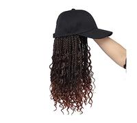 Hat with Hair Attached Wig Hair Extensions With Hats Black Synthetic Curly Braided Cap For Women Baseball