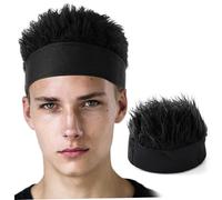 Hat with Hair for Men Adjustable Novelty Wig Hat with Black Hair for Parties, Festivals, and Events