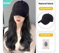 Hat With Hair Hat Wig Fashion Breathable Peaked Cap Women's Water Wave Long Curly Wig Ladies Fashion Wig Cap Ladies Synthetic Wig Cap With Hair