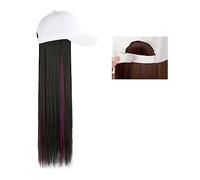 Hat with Hair Long Straight Hat Wig Highlight Hair Wigs Natural Connect Synthetic Baseball Cap Adjustable For Women