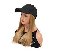 Hat with Hair Synthetic Baseball Cap With Hair Extensions Straight Blonde Hat Wig Adjustable For Woman Brown Black Color