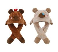 Hat with Moving Ears for Kids - 2 Pieces Capybara Plush Head Ornament | Cute Fancy Dress Hat | For Concert Carnival Masquerade Themed Events School Plays Music Festivals Costume Parties Video