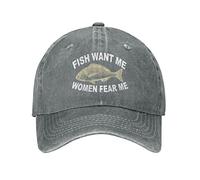 Hat Women Want Me Fishes Fear Me Hat for Women Dad Hats Trendy Caps, Gray, One size